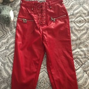 red leather pants